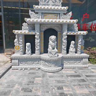 福州芝麻白中国黑石材套墓 花岗岩墓碑